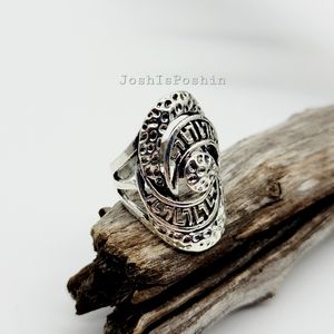 Silver bohemian vintage style stacking ring